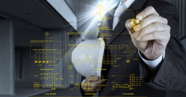 mühendis elektronik tek satır ve yangın alarm yükseltici sc çizer