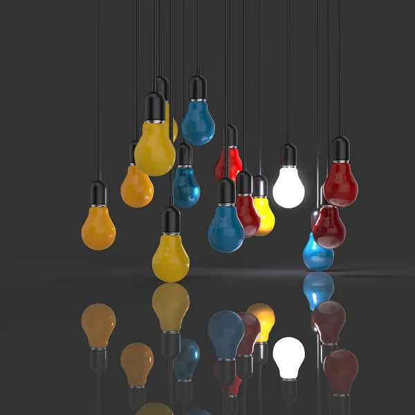 Kreativa idé och ledarskap konceptet lampa som ledarskap創造的なアイデアとリーダーシップ概念電球リーダーシップとして — Stockfoto