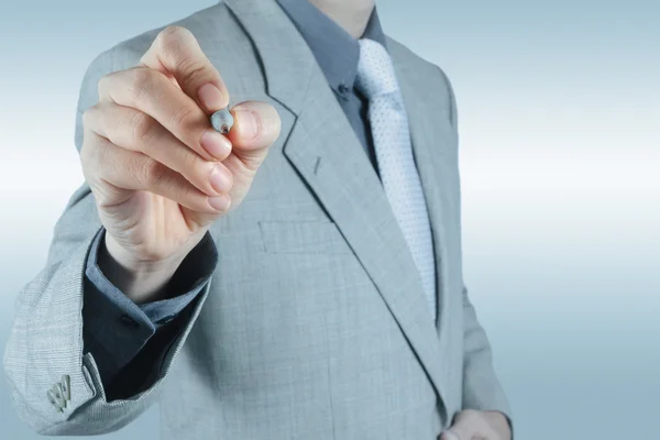 Businessman hand writing in the whiteboard — Stock Photo, Image