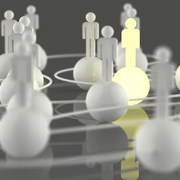 3D-groeiend licht menselijke sociale netwerk en leiderschap — Stockfoto