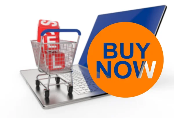 Buy now with shopping cart sale — Stock Photo, Image