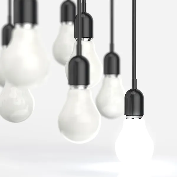 Creative idea and leadership concept with 3d light bulb — Stock Photo, Image