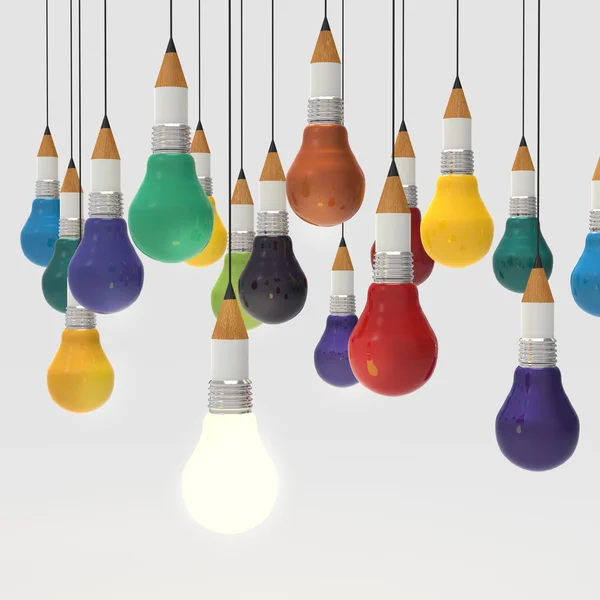 Drawing idea pencil and light bulb concept creative — Stock Photo, Image