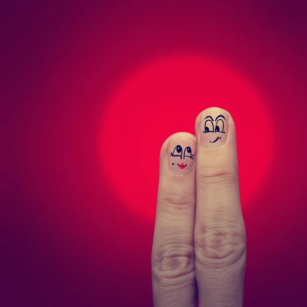 La feliz pareja enamorada de sonriente pintado — Foto de Stock