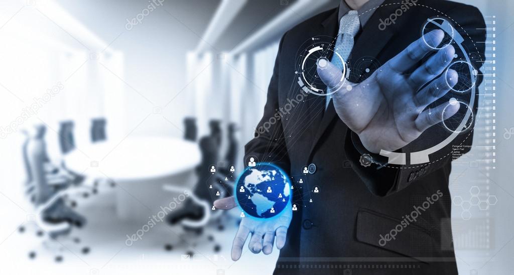Businessman hand working with new modern computer