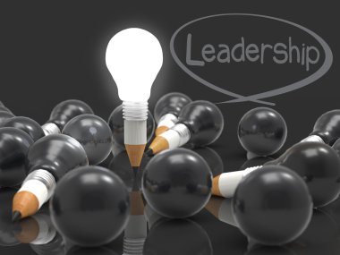Çizim fikir kalem ve ampul kavramı yaratıcı ve leadersh