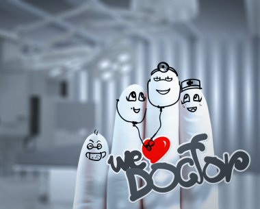 bir çok güzel aile elle çizilmiş ve parmak, doktor ve hemşire, d seviyoruz.