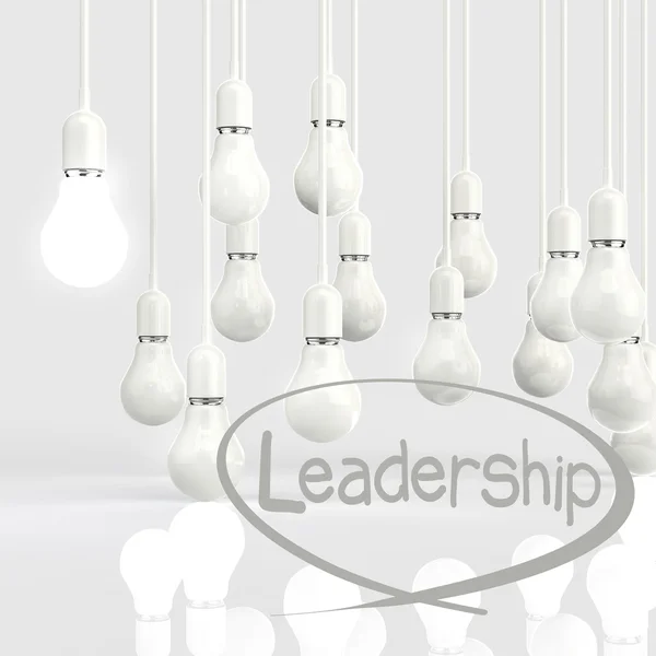 创意想法和领导概念灯泡 — 图库照片