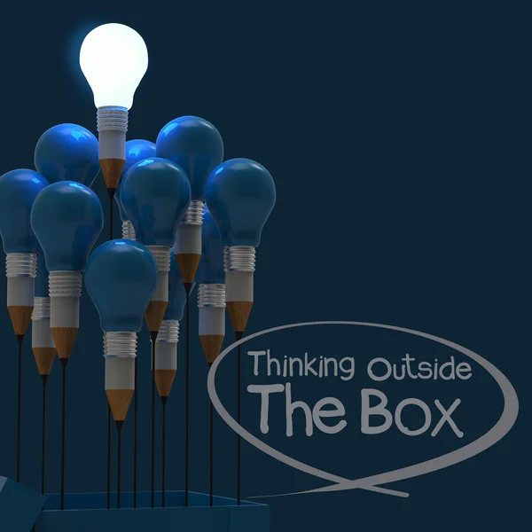 Drawing idea pencil and light bulb concept think outside the box — Stock Photo, Image