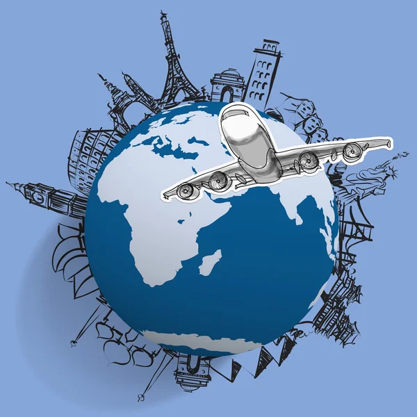 Vliegtuig reizen rond de wereld — Stockfoto