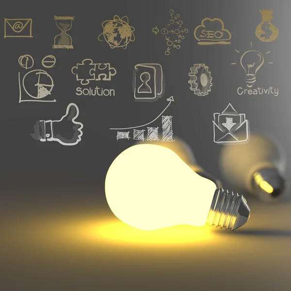 Light bulb 3d on business strategy — Stock Photo, Image