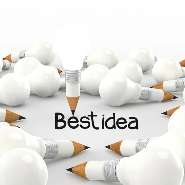 Drawing idea pencil and light bulb concept creative — Stock Photo, Image