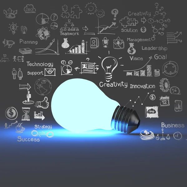 Light bulb 3d on business strategy — Stock Photo, Image