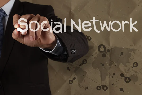 Escrita à mão estrutura de rede social — Fotografia de Stock