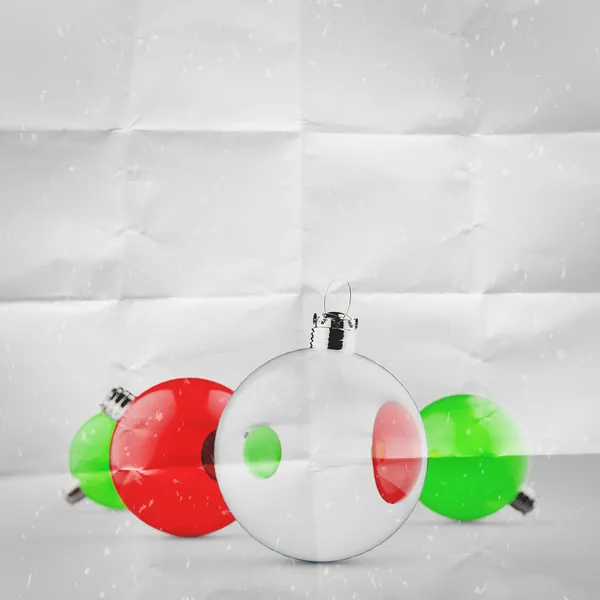 Рождественские шары как винтажный стиль на мятой бумаге — стоковое фото