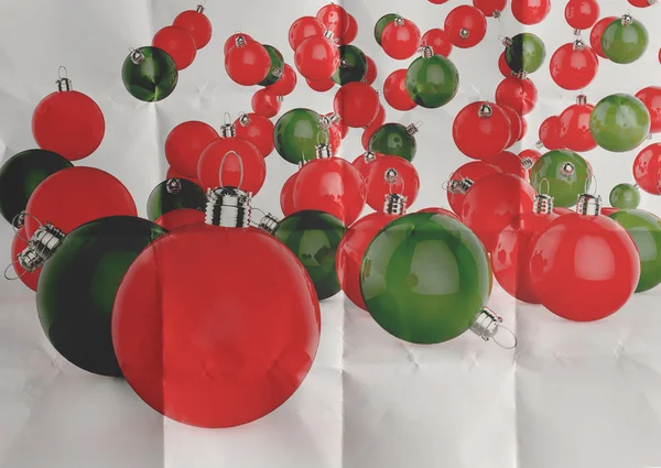Kerstballen als vintage stijl op verfrommeld papier — Stockfoto