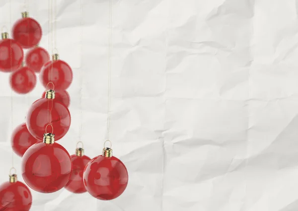 Buruşuk kağıt üzerinde eski stil olarak Noel topları — Stok fotoğraf