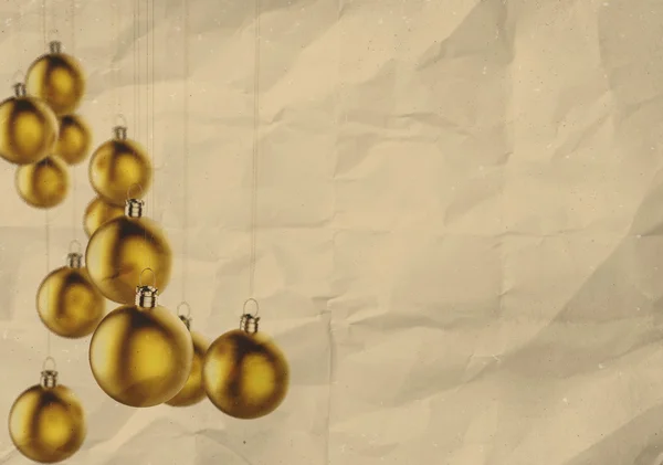 Vánoční koule jako vintage styl na zmačkaný papír — Stock fotografie