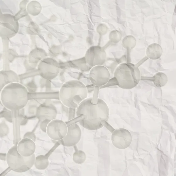 Molecola 3d su sfondo carta sgualcita — Foto Stock