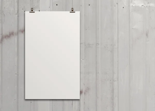 Пустая бумажная карточка 3d на стене композиции — стоковое фото