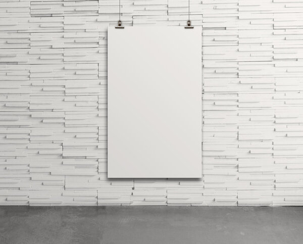 Blank paper card on composition wall as concept