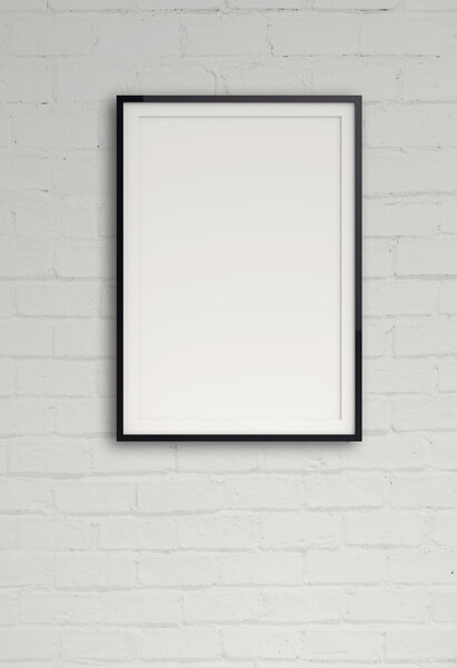 Empty modern style frame on composition wall as concept