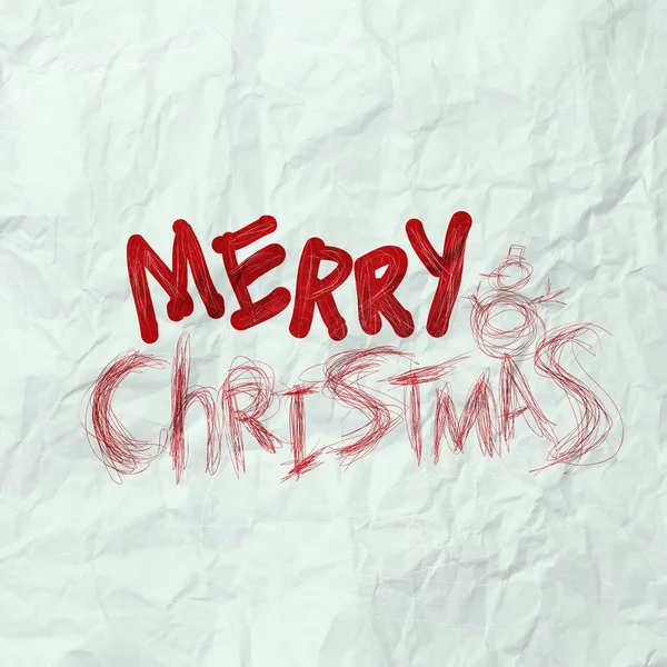 Julkort med jultomten hand dras på skrynkliga papper — Stockfoto