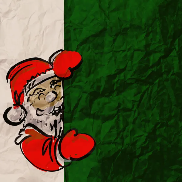Рождественская открытка с рукой Деда Мороза, нарисованная на бумаге — стоковое фото