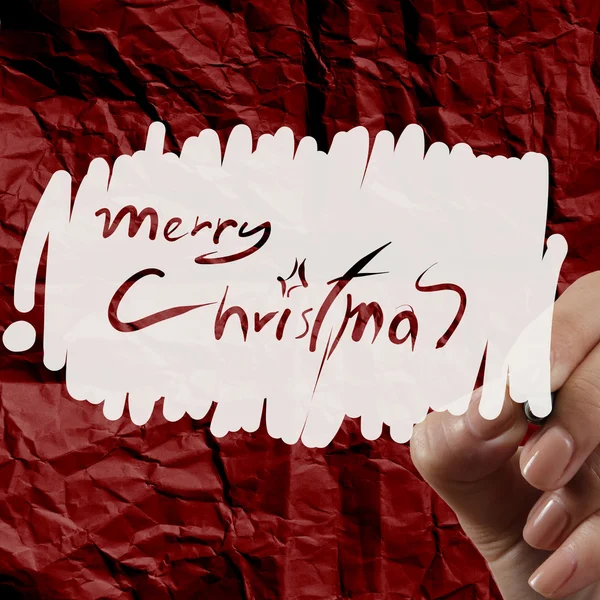 Hand draw Christmas Card on wrinkled paper — Stock Photo, Image