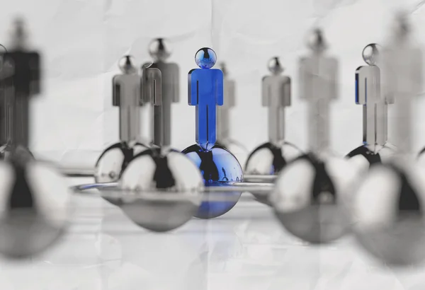 3D människans sociala nätverk och ledarskap på skrynkligt papper bakgrunds — Stockfoto