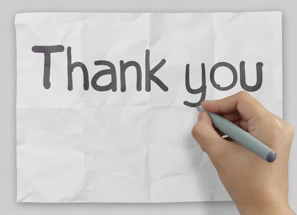 Hand writing Thank you — Stock Photo, Image