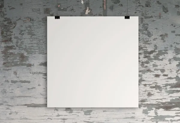Tarjeta de papel en blanco 3d en la pared de composición como concepto — Foto de Stock