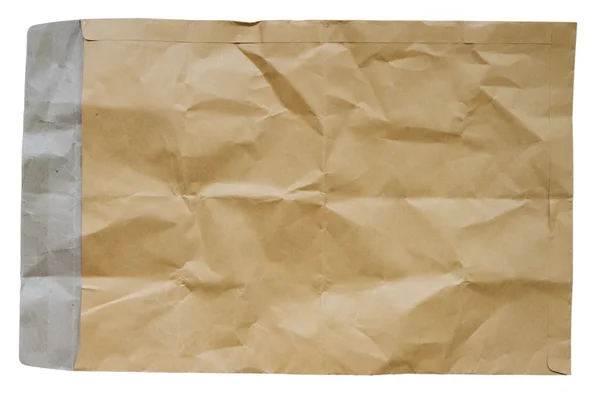 Buruşuk kahverengi zarf üzerinde beyaz — Stok fotoğraf