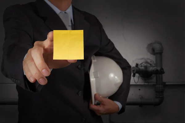 Businessman hand show great jobs words on sticky note with white — Stock Photo, Image