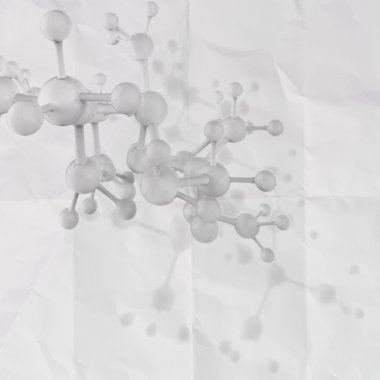 molekül, kavram olarak 3d buruşuk kağıt arka plan beyaz