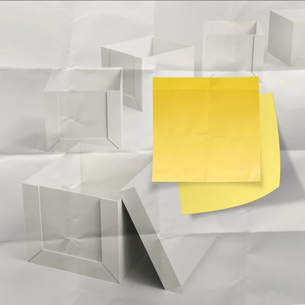 Thinking outside the box on crumpled sticky note paper — Stock Photo, Image
