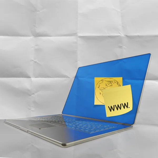 Www. written on sticky note with computer laptop — Stock Photo, Image