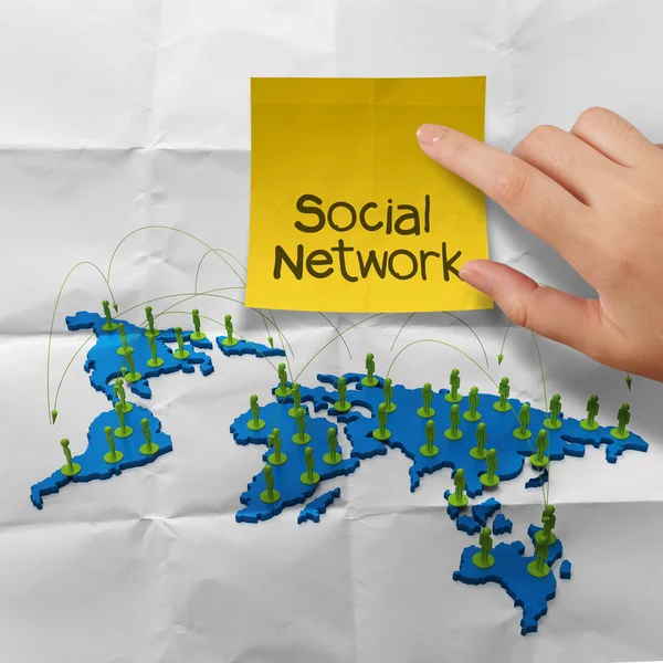 Sticky note social network 3d stainless human social network — Stock Photo, Image