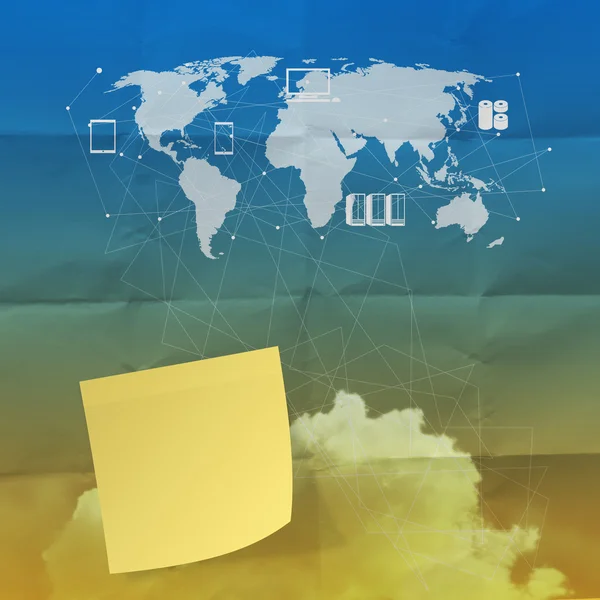 Cloud Computing auf Haftnotiz mit zerknülltem Papier — Stockfoto