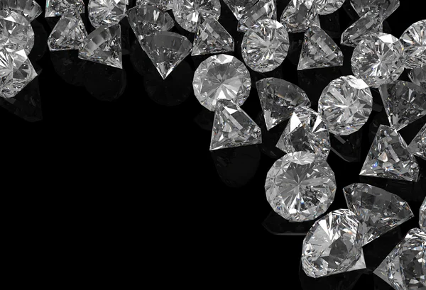 Diamantes en la superficie negra —  Fotos de Stock
