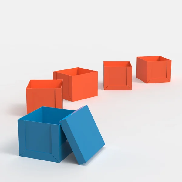 3d open blank box as thinking outside the box concept — Stock Photo, Image