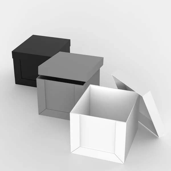 3d open blank box как мышление за пределами концепции коробки — стоковое фото