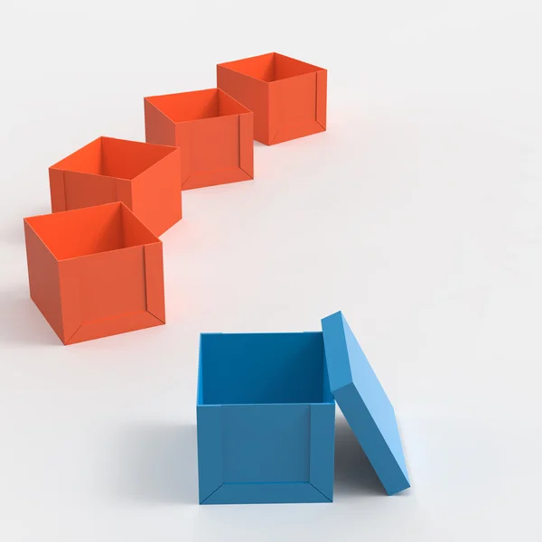 3d open blank box as thinking outside the box concept — Stock Photo, Image