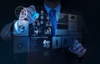 yeni modern bilgisayar ve iş s çalışma iş adamı el