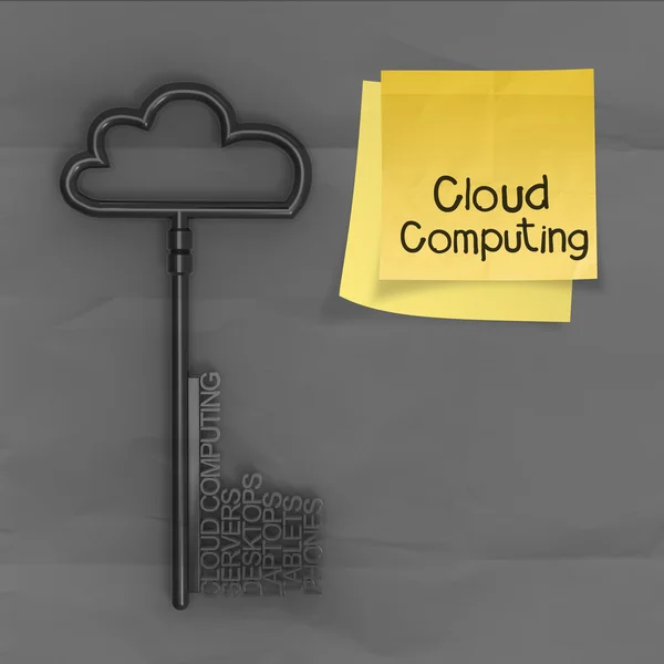 Cloud computing sur note collante avec papier froissé comme concept — Photo
