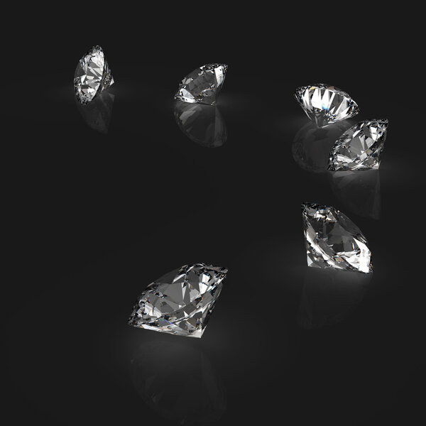 Diamonds 3d in composition as concept