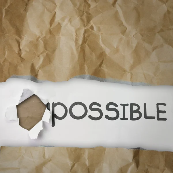 Strappo riciclare busta con carta spiegazzata attraverso la parola impossibile — Foto Stock
