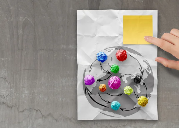 Χρώματα τσαλακωμένο χαρτί ως κοινωνικό δίκτυο δομή — Φωτογραφία Αρχείου