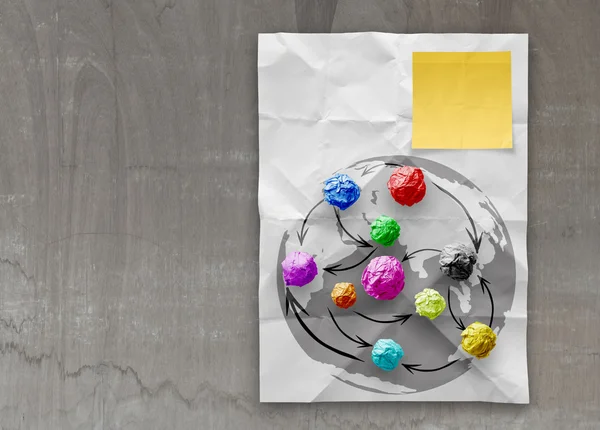 Χρώματα τσαλακωμένο χαρτί ως κοινωνικό δίκτυο δομή — Φωτογραφία Αρχείου