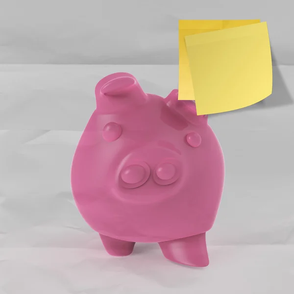 Smart investment with sticky note on piggy bank 3d standing over — Stock Photo, Image